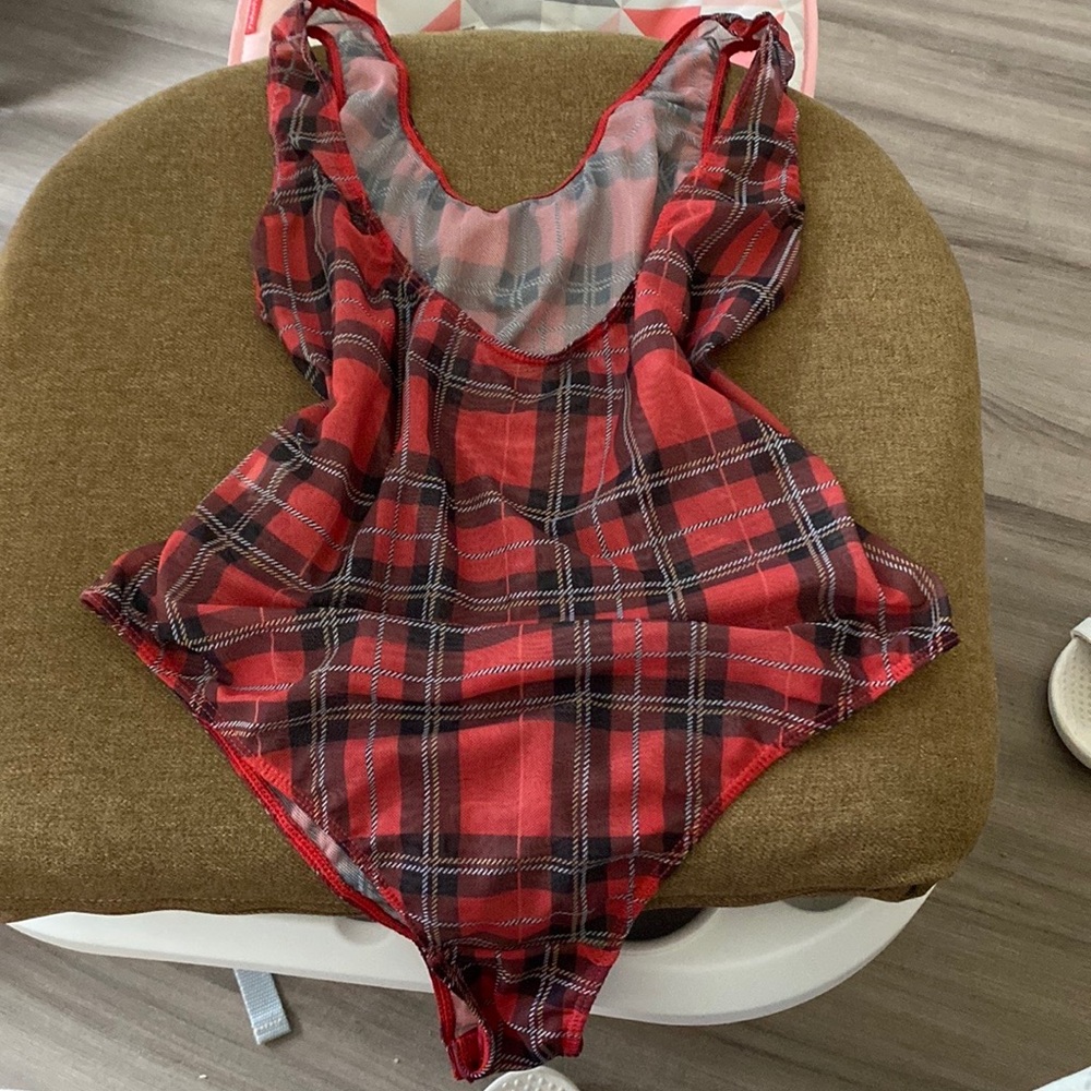 Mesh tattersall bodysuit
